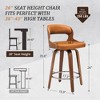26" Counter Height Bar Stools, Mid Century Bar Stool with Solid Back, Barstools with Walnut Finish and Faux Leather Seat, 360-degree Swivel Bar Stools - 3 of 4
