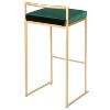 LumiSource Set of 3 Fuji Stacker Barstools Gold/Emerald Green Velvet - 4 of 4