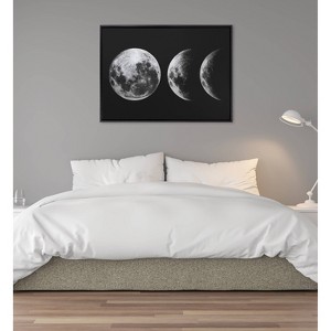 Kate & Laurel All Things Decor 28"x38" Sylvie Mod Moon Its Just a Phase BW Framed Metallic Canvas Wall Art by The Creative Bunch Studio: - 1 of 3