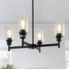 DORESshop 4-Light Black Chandelier with Adjustable Height - Elegant Glass Shade Ceiling Light for Dining Room, Kitchen, or Foyer - 2 of 4