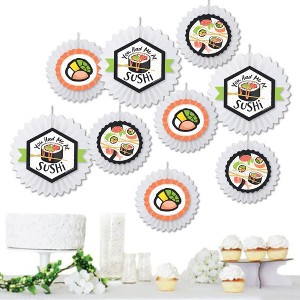 Big Dot of Happiness Let's Roll - Sushi - Hanging Japanese Party Tissue Decoration Kit - Paper Fans - Set of 9 - 1 of 4