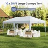 Tangkula 10 x 20 FT Portable Gazebo Shelter w/12 Wind Ropes & 6 Ground Stakes Carrying Bag - 4 of 4