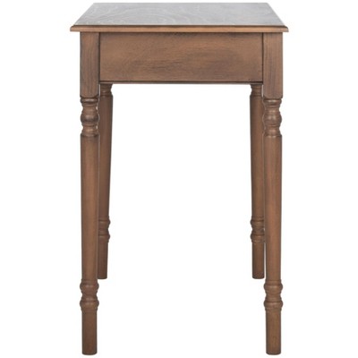Arina Brown Wood Spindle Leg Writing Desk with Drawer