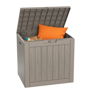 MooxvMoo 30-Gallon Outdoor Deck Box. Lockable, waterproof & UV-resistant storage for patio furniture, garden tools, cushions&pool gear,Light brown - 1 of 4