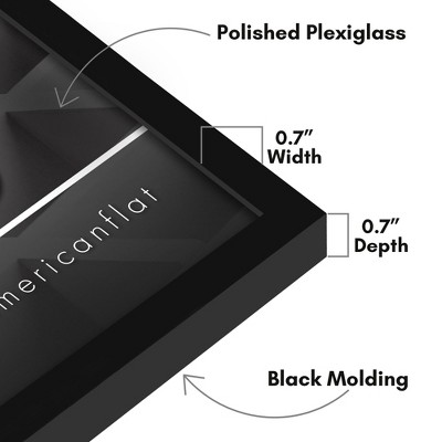 Americanflat 14x18 Picture Frame with Polished Plexiglass, Streamline Collection, Thin Border Picture Frame for Wall Display, , Black