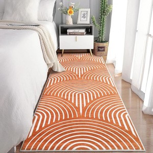Washable Runner Rug, Modern Geometric Rainbow Carpet, Low Pile Non-Slip Floor Mat for Entryway, Living Room, or Nursery - 1 of 4