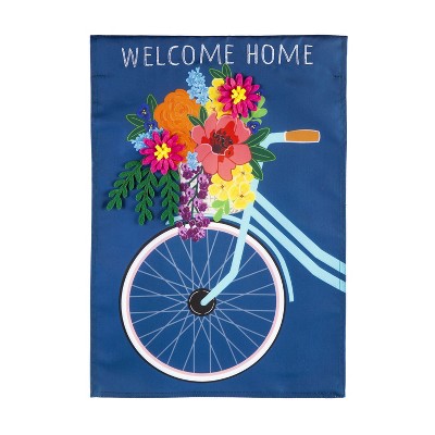 Bicycle with Basket Garden Applique Flag