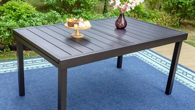 7pc Outdoor Dining Set With Expandable Metal Table Captiva Designs Steel Frame Stackable Chairs No Cushion Target