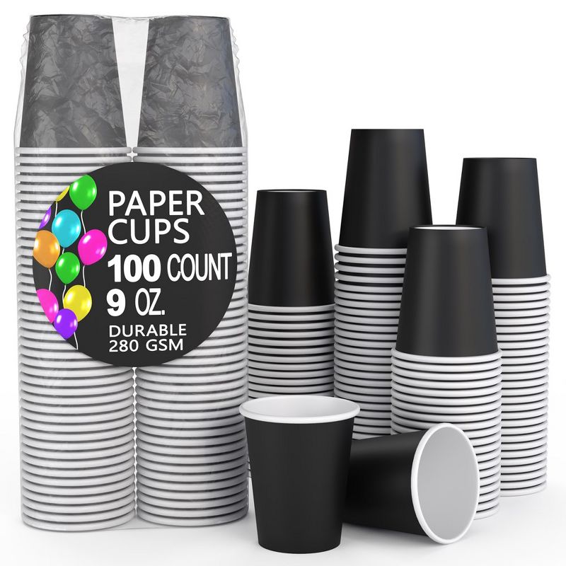 Crown Display 9 oz. Disposable Coffee Cups Paper Cups Hots Drinks/Cold Cups Durable Disposable Hot Tea Cup Disposable, 1 of 7