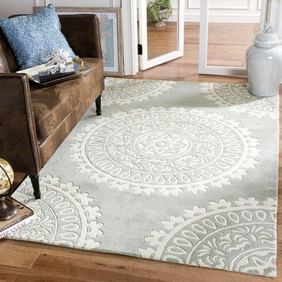 Bella Gray and Ivory Hand-Tufted Wool 4' x 6' Area Rug
