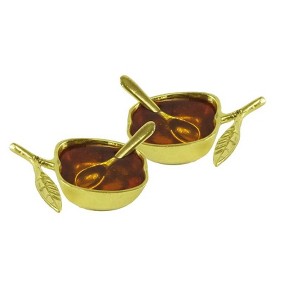 Classic Touch Set of 2 Gold Salt/Honey Dish - 1 of 3