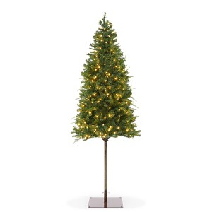 Casafield Pencil Pre-Lit Alpine Fir Realistic Artificial Holiday Christmas Tree with Metal Stand - 1 of 4