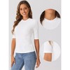 Allegra K Women's Crew Neck Ruched Solid Half Sleeve Basic Casual Top - 2 of 4