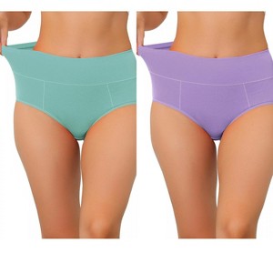 Allegra K Women's High Waist Available in Plus Size Tummy Control Brief 2 Packs - 1 of 4