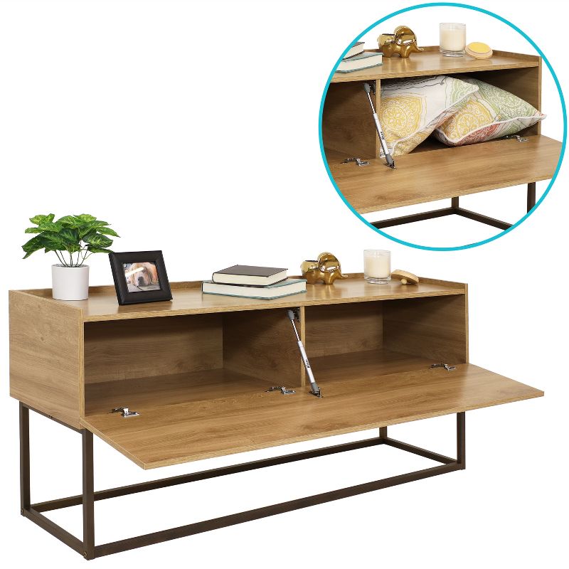 Sunnydaze Indoor Industrial-Style Sideboard Buffet Table - MDP with Powder-Coated Steel Frame - Brown, 2 of 14