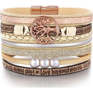 Tree of Life Leather Wrap Bracelets for Women with Inspirational Message, Adjustable Bohemian Jewelry - 1 of 4