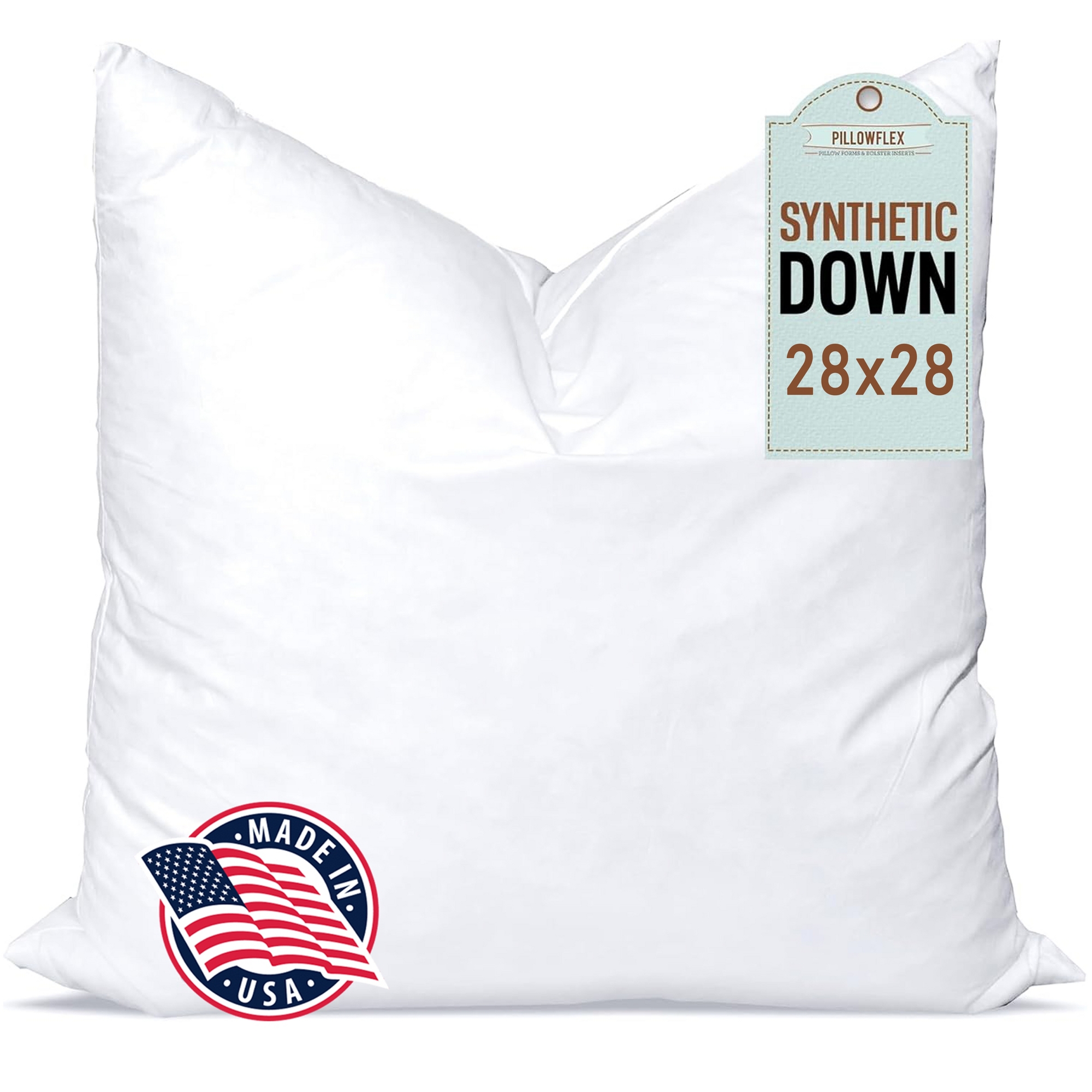 Pillowflex 28"x28" Inch Square Synthetic Down Alternative Euro Pillow Insert White - Chop