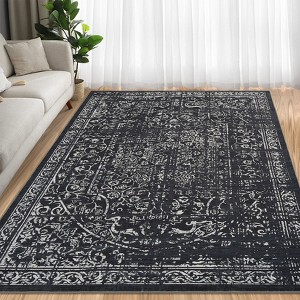Oriental Machine Washable Area Rug Vintage rug Non-Slip Rug - 1 of 4