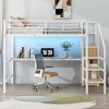CAVINAS Full Size Bunk Bed with Desk Modern Metal Bed Frame with Wardrobe, Guardrail and Storage Stairs, White - 2 of 4