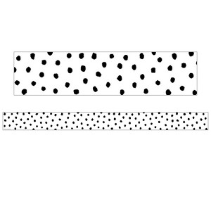 Teacher Created Resources Black Painted Dots on White Straight Border Trim (Pack of 6) - 1 of 1