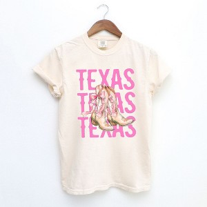 Simply Sage Market Women's Coquette Texas Cowgirl Boots Short Sleeve Garment Dyed Tee - 1 of 3
