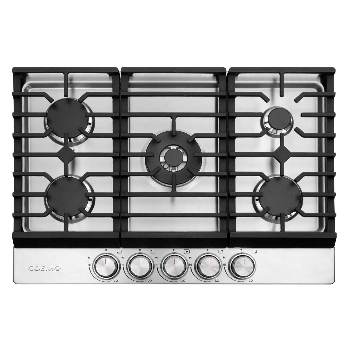 Cosmo COS-CTGH305SS 30 in. Haven Collection Drop-in Gas Cooktop with 5 Sealed Burners, Cast Iron Grates in Stainless Steel