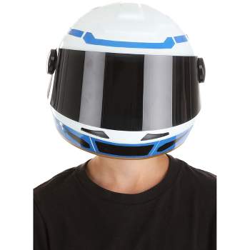 HalloweenCostumes.com   Kid's Race Car Driver Helmet, White/Blue/Gray