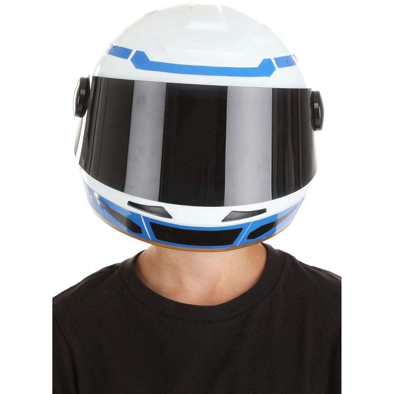 HalloweenCostumes.com   Kid's Race Car Driver Helmet, White/Blue/Gray, 1 of 10
