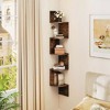 Yukimo 5-Tier Corner Shelf, Floating Bookshelf Wall Mounted Storage Organizer, Rustic Brown, 8" x 8" x 50" - 2 of 4