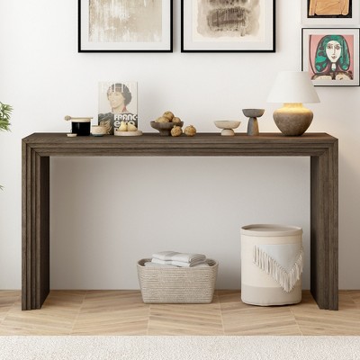 VYNXARIA Modern Style Console Table made of Paulownia Solid Wood Veneer,Suitable for Foyer, Living Room, or Entryway,Natural