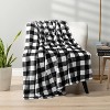 Lomsoe Black and Red Buffalo Plaid Flannel Throw Blanket for Couch, Soft Checkered Flannel Blanket for Sofa, Plaid Christmas Couch Throw Bed. - 2 of 4