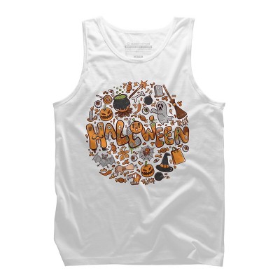 Men's Design By Humans happy halloween greeting holiday illustration By ghinan Tank Top