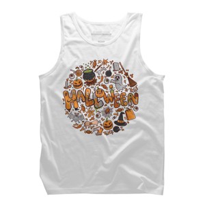 Men's Design By Humans happy halloween greeting holiday illustration By ghinan Tank Top - 1 of 2