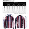 Mens Polo Shirts Vintage Vertical Striped Lapel Collar Button Down Golf Football Sports T Shirt - 4 of 4