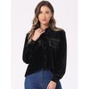 INSPIRE CHIC Women's Velvet Long Sleeve Button Down Casual Shirts - 3 of 4