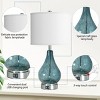 22.5" Blue Glass Table Lamps Set of 2, Modern Bedside Lamps with White Fabric Shade, 3-Way Dimmable Touch Control, LED Bulbs Included – Cuddlewood - 3 of 4