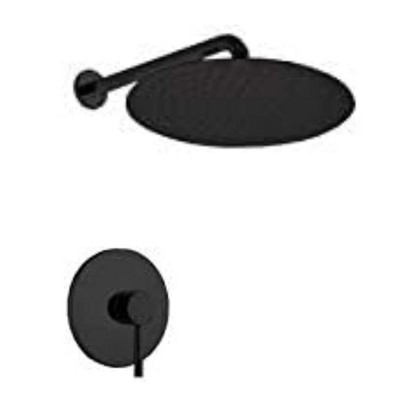 KubeBath Aqua Rondo Matte Black Shower Set w/ 8Inch Rain Shower