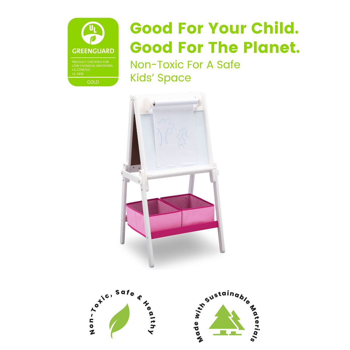 Delta Children MySize Kids Double-Sided Easel with Storage - thumbnail 4