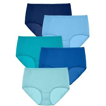 Comfort Choice Women's Plus Size Hi-cut Cotton Brief 5-pack - 16, Blue :  Target