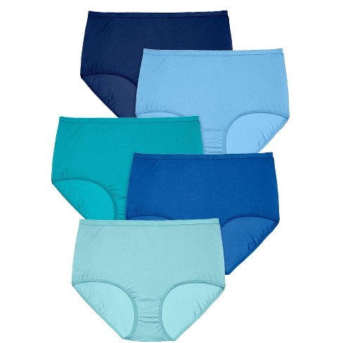Comfort Choice Women's Plus Size Nylon Brief 5-pack - 16, Blue
