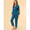 Allegra K Women's Satin Button Down Sleepshirt with Pants Sleepwear Pajama Set - 4 of 4