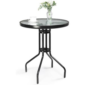VINGLI Outdoor Bistro Table, 24" Patio Table Steel Frame Tempered Glass Top, Dining Tables for Balcony Garden Poolside - 1 of 4