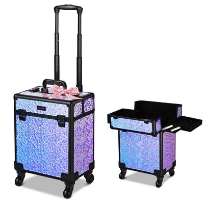 Byootique Rolling Makeup Train Case Cosmetic Trolley Organizer Mermaid Purple