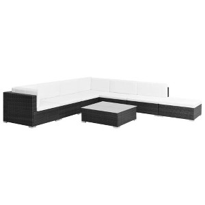 vidaXL Patio Sofa Set Set of 8 Black with Cream cushions - 1 of 4