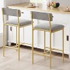 Set of 2 Bar Stools with Back, 25.5" Upholstered Counter Height Stools, Thick Cushion & Footrest Kitchen Island Barstools, Brown/Grey - 2 of 4