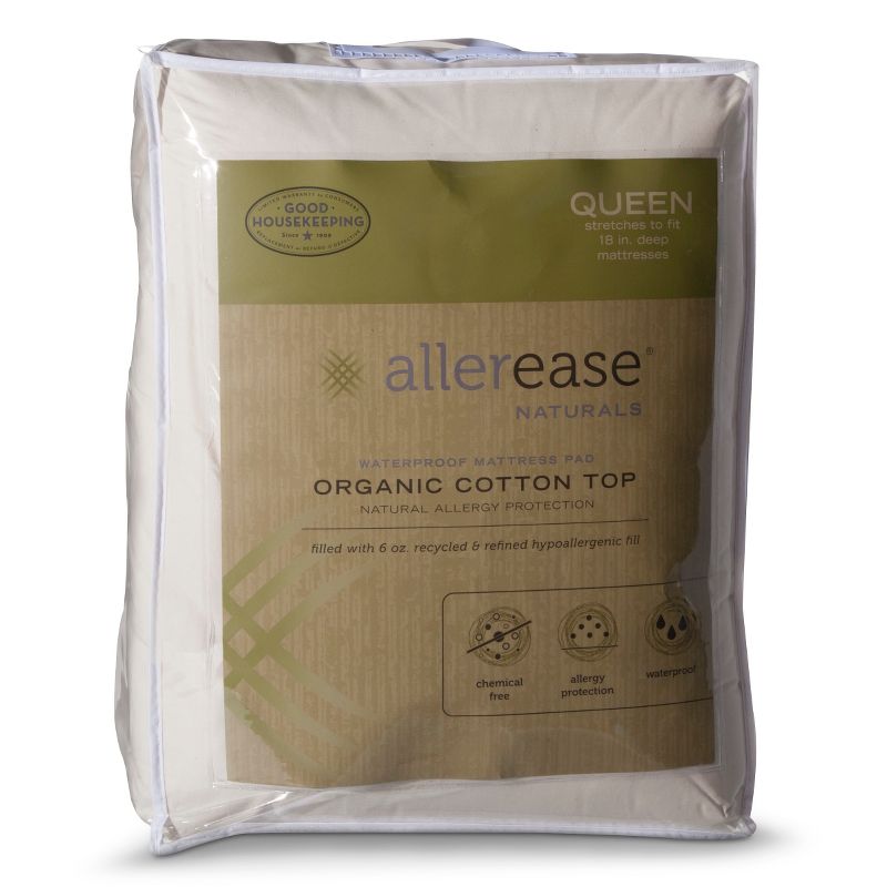 Organic Cotton Cover Allergy Protection Waterproof Mattress Pad - AllerEase, 3 of 5