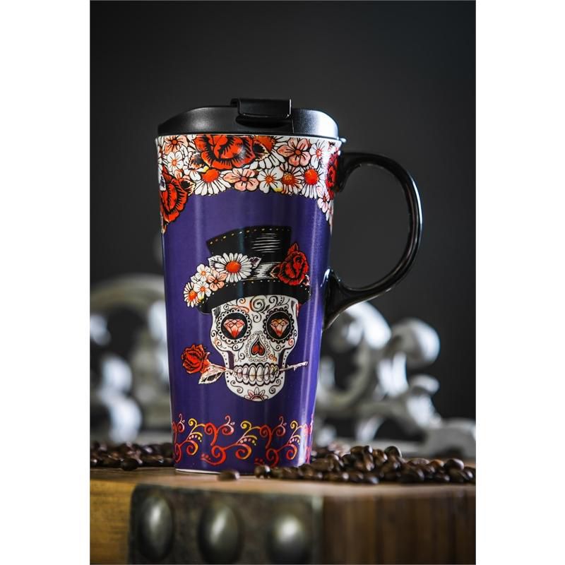 Evergreen Ceramic Travel Cup 17oz. withbox Day of the Dead, 1 of 2
