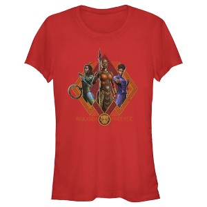 Juniors Womens Black Panther: Wakanda Forever Okoye Shuri and Nakia Portraits T-Shirt - 1 of 3