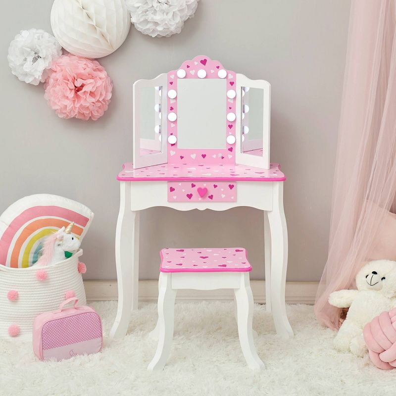 Little Princess Gisele Sweethearts Kids&#39; Vanity with LED Lights White/Pink - Fantasy Fields by Teamson Kids, 1 of 9