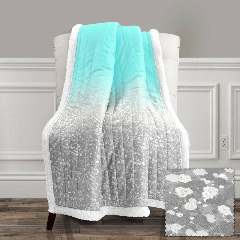 50" x 60" Glitter Ombre Metallic Print Machine Washable Faux Shearling Throw - Lush Décor, 3 of 10